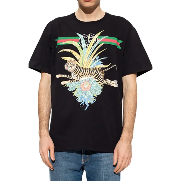 Áo Phông Nam Gucci Black Printed T-shirt From The Gucci Tiger 548334 XJD3W-1152 Màu Đen Size XS - Thời trang - Vua Hàng Hiệu