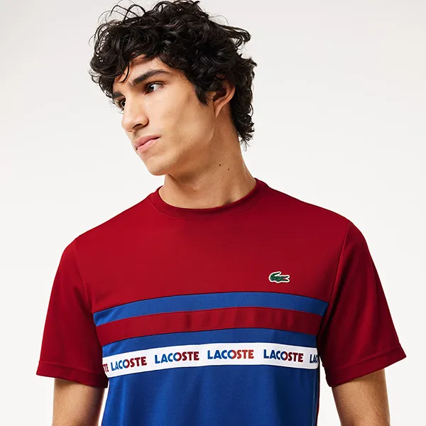 Áo Phông Nam Lacoste Men's Ultra Dry Piqué Tennis T-Shirt TH7515 IS4 Màu Đỏ/Xanh - Thời trang - Vua Hàng Hiệu