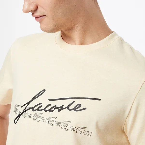 Áo Phông Nam Lacoste Signature TH2054 Tshirt Màu Be Size 3 - Thời trang - Vua Hàng Hiệu