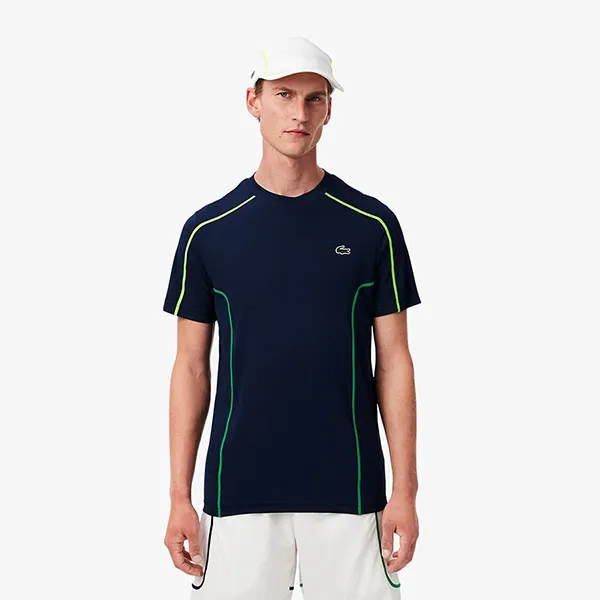 Áo Phông Nam Lacoste Ultra-Dry Piqué Tennis Regular Fit T-Shirt TH7545 166 Màu Xanh Navy Size 2