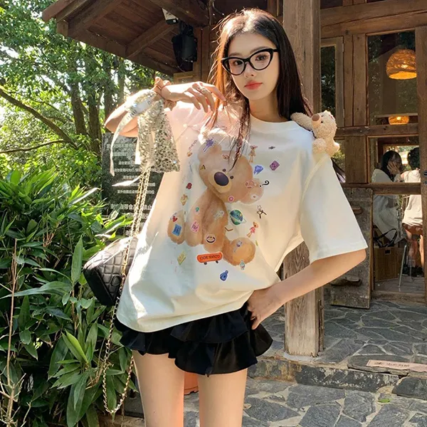 Áo Phông Nữ 13 De Marzo Bear In White DMZ1962 TS038 02-06-005 Tshirt Màu Trắng Size S - Thời trang - Vua Hàng Hiệu