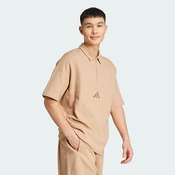 Áo Polo Nam Adidas All SZN Half-Zip Shirt In Waffle Knit JL6546 Màu Nâu Be Size XS - Thời trang - Vua Hàng Hiệu