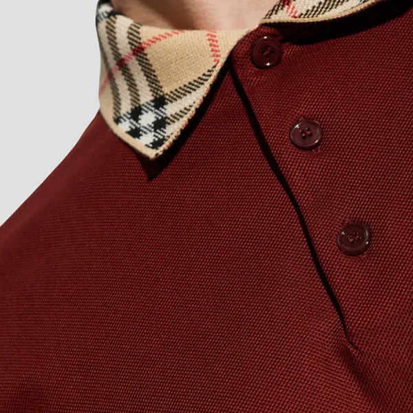 Áo Polo Nam Burberry Check Collar Cotton Burgundy 8110945 Màu Đỏ Đô Size S - Thời trang - Vua Hàng Hiệu