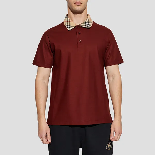Áo Polo Nam Burberry Check Collar Cotton Burgundy 8110945 Màu Đỏ Đô Size S - Thời trang - Vua Hàng Hiệu