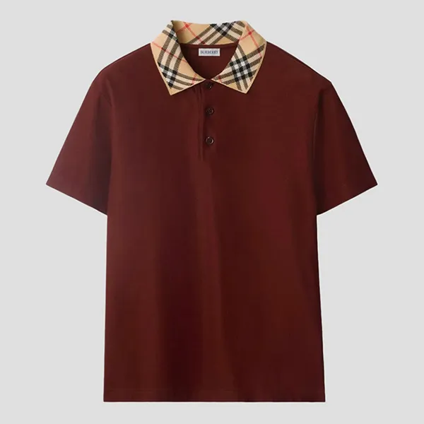 Áo Polo Nam Burberry Check Collar Cotton Burgundy 8110945 Màu Đỏ Đô Size S - Thời trang - Vua Hàng Hiệu
