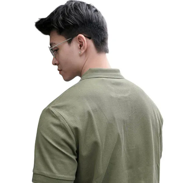 Áo Polo Nam Burberry Check Cotton With Logo Embroidery In Olive 80831561 Màu Xanh Rêu Size XS