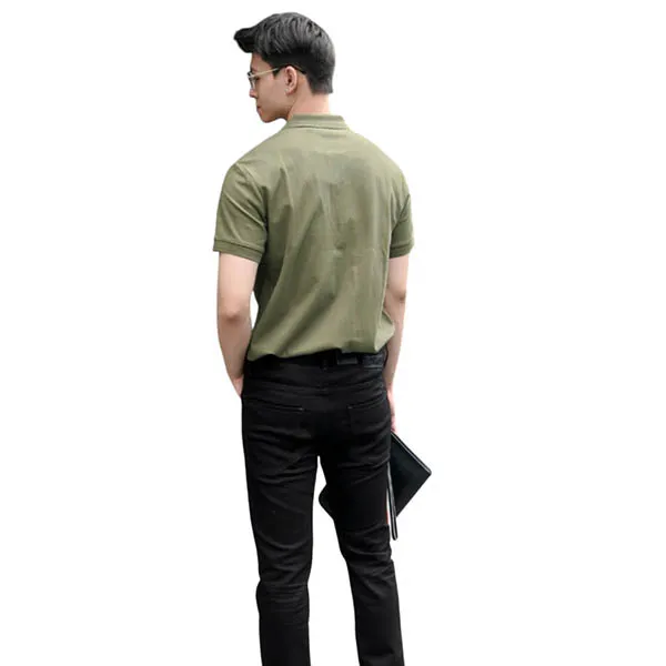 Áo Polo Nam Burberry Check Cotton With Logo Embroidery In Olive 80831561 Màu Xanh Rêu Size XS