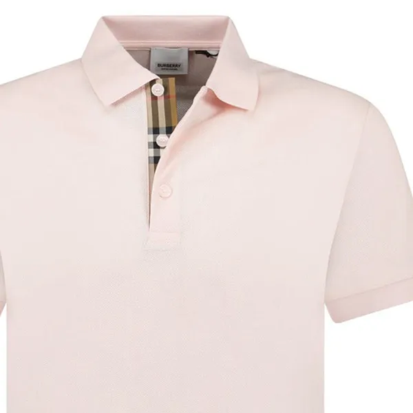Áo Polo Nam Burberry Hartford Check Placket Polo Shirt Pink Màu Hồng Size XS