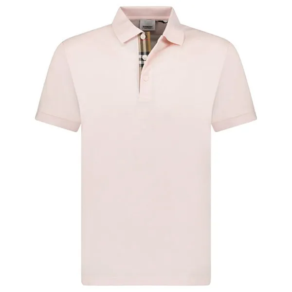 Áo Polo Nam Burberry Hartford Check Placket Polo Shirt Pink Màu Hồng Size XS
