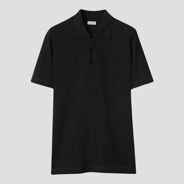 Áo Polo Nam Burberry Logo Embroidered Straight Hem Cotton In Black 8094280 Màu Đen Size S - Thời trang - Vua Hàng Hiệu