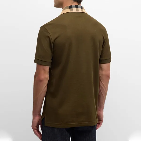 Áo Polo Nam Burberry Men's Cody Check-Collar Polo Shirt Màu Xanh Olive Size XS - Thời trang - Vua Hàng Hiệu