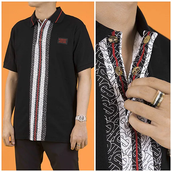 Áo Polo Nam Burberry Monogram Stripe Shirt Màu Đen Họa Tiết Size S - Thời trang - Vua Hàng Hiệu