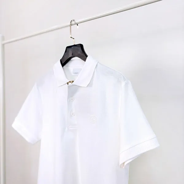 Áo Polo Nam Burberry White With TB Logo Polo Embroidered 8084012 A1464 Màu Trắng Size S