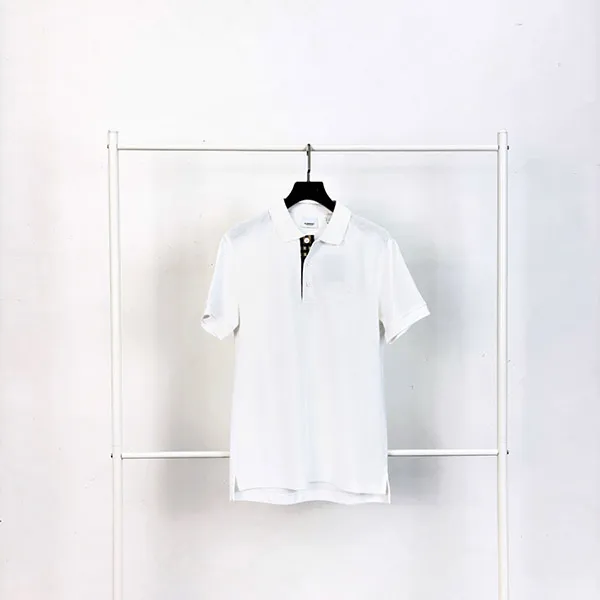 Áo Polo Nam Burberry White With TB Logo Polo Embroidered 8084012 A1464 Màu Trắng Size S