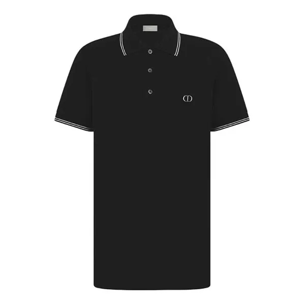 Áo Polo Nam Dior Black With CD Logo Embroidered 593J812A3025-980 Màu Đen Size S