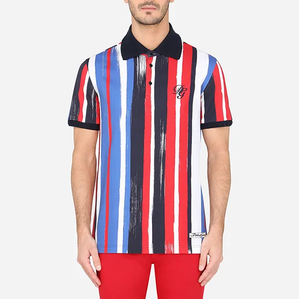 Áo Polo Nam Dolce & Gabbana Cotton Polo Shirt With Brushstroke Print And DG Embroidery Phối Màu Size 46 - Thời trang - Vua Hàng Hiệu
