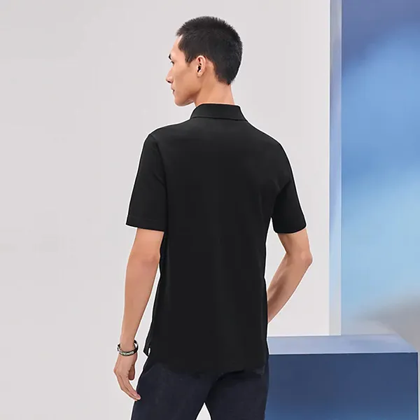 Áo Polo Nam Hermès H Embroidered Buttoned Polo Shirt H072325HA023XL Màu Đen Size M