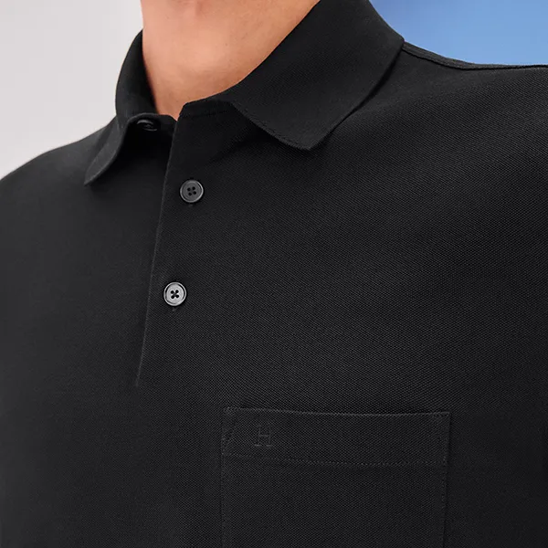 Áo Polo Nam Hermès H Embroidered Buttoned Polo Shirt H072325HA023XL Màu Đen Size M