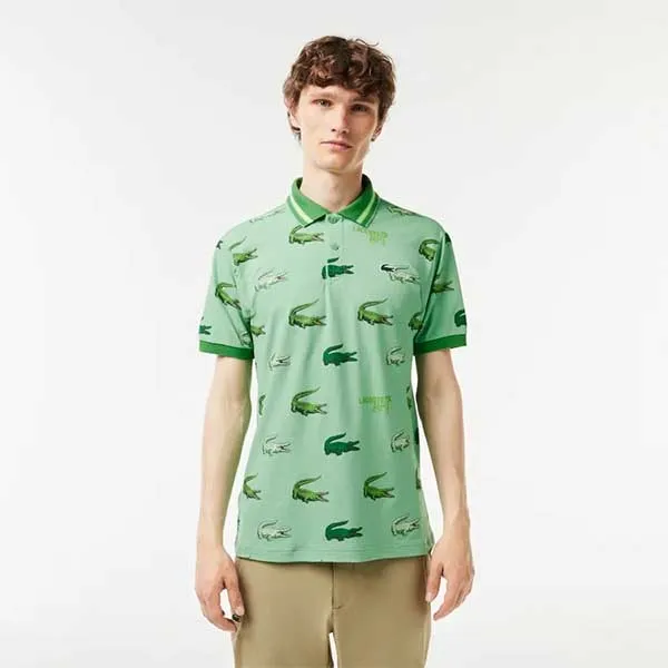 Áo Polo Nam Lacoste Golf Crocodile Print Polo Shirt DH518151BT2 PB03 Màu Xanh Green