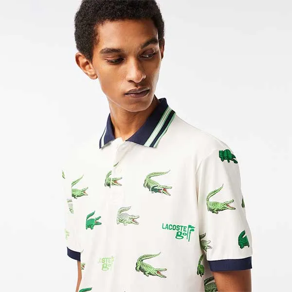 Áo Polo Nam Lacoste Men’s Croc Print Golf Polo DH5181 51 XIB Màu Trắng - Thời trang - Vua Hàng Hiệu