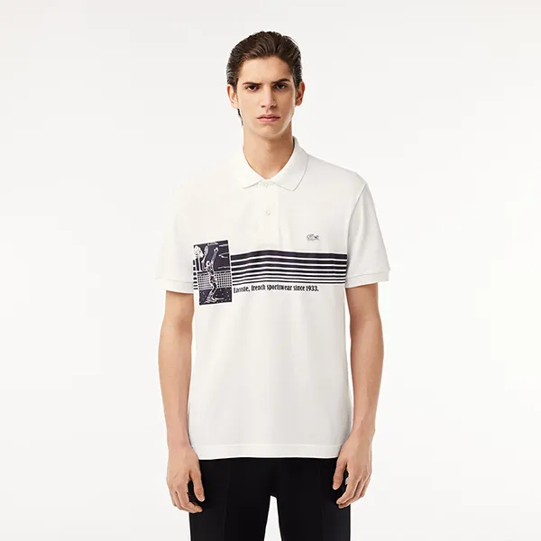 Áo Polo Nam Lacoste Men's Original L.12.12 Printed Pattern PH7430-10 001 Màu Trắng Size 5 - Thời trang - Vua Hàng Hiệu