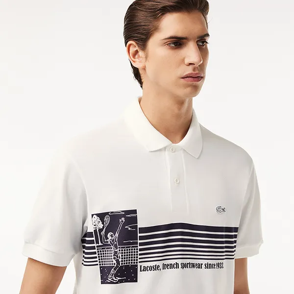 Áo Polo Nam Lacoste Men's Original L.12.12 Printed Pattern PH7430-10 001 Màu Trắng Size 5 - Thời trang - Vua Hàng Hiệu