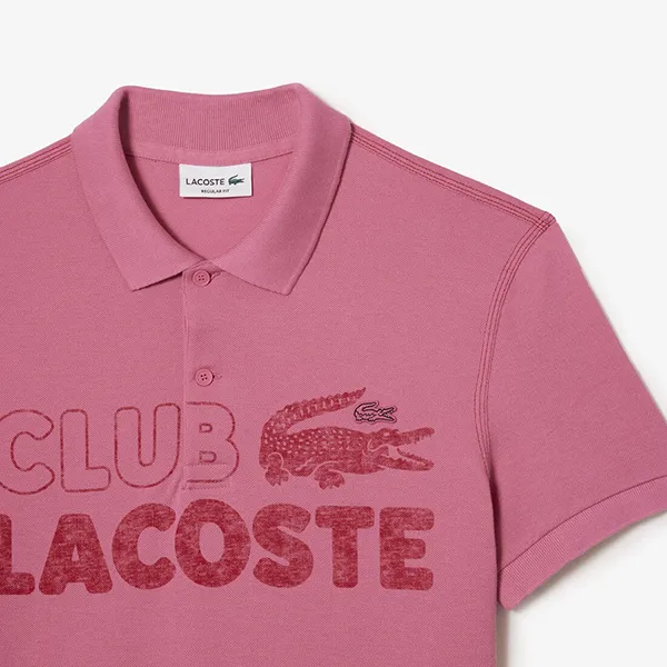 Áo Polo Nam Lacoste Organic Cotton Printed PH5452-00-2R3 Màu Hồng Size 5