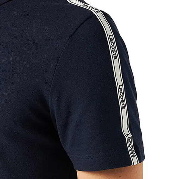 Áo Polo Nam Lacoste Shirt Branded Bands Regular PH7222 166 Dark Blue Màu Xanh Đen Size 2