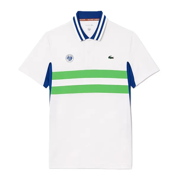 Áo Polo Nam Lacoste Slim Fit Ultra Roland-Garros Edition White DH7834-00-ITC Màu Xanh Trắng Size 2 - Thời trang - Vua Hàng Hiệu