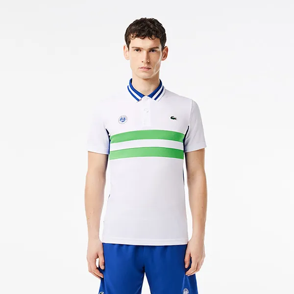 Áo Polo Nam Lacoste Slim Fit Ultra Roland-Garros Edition White DH7834-00-ITC Màu Xanh Trắng Size 2 - Thời trang - Vua Hàng Hiệu