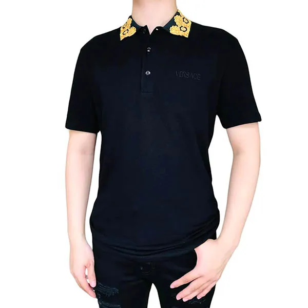 Áo Polo Nam Versace Black With Collar Printed Shirt 1012260 Màu Đen Size XS - Thời trang - Vua Hàng Hiệu