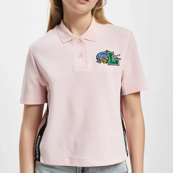 Áo Polo Nữ Lacoste Shirt PF9345L Official Seasonal Patch Cropped Regular Màu Hồng Nhạt Size 38 - Thời trang - Vua Hàng Hiệu