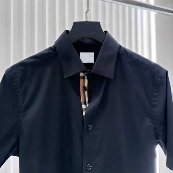 Áo Sơ Mi Cộc Tay Nam Burberry 80842801 In Black Màu Đen Size L