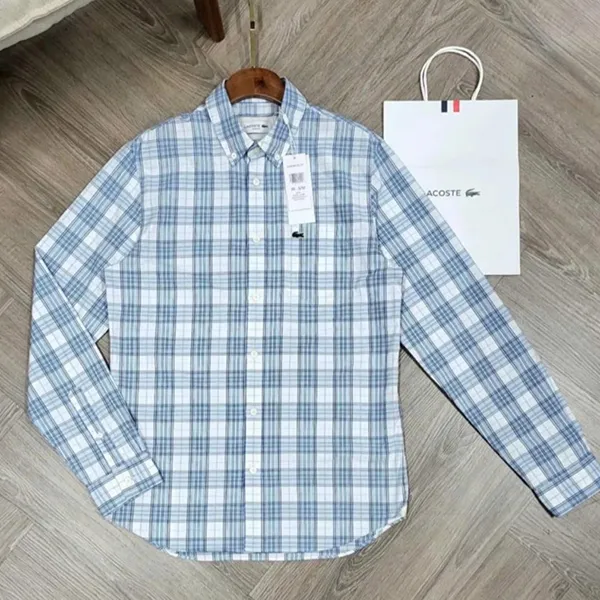 Áo Sơ Mi Dài Tay Nam Lacoste Men's Stretch Plaid Shirt Màu Kẻ Xanh Size 38 - Thời trang - Vua Hàng Hiệu