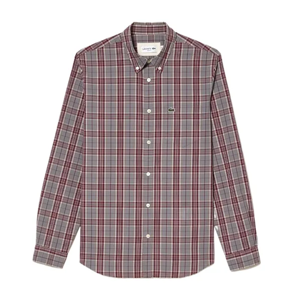 Áo Sơ Mi Nam Dài Tay Nam Lacoste Men's Long Sleeve Poplin Stretch Plaid Button Down Màu Kẻ Đỏ - Thời trang - Vua Hàng Hiệu