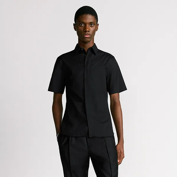 Áo Sơ Mi Nam Dior Oblique Short-Sleeved Shirt Black Cotton Jacquard 013C503A4743_C989 Màu Đen Size 38 - Thời trang - Vua Hàng Hiệu