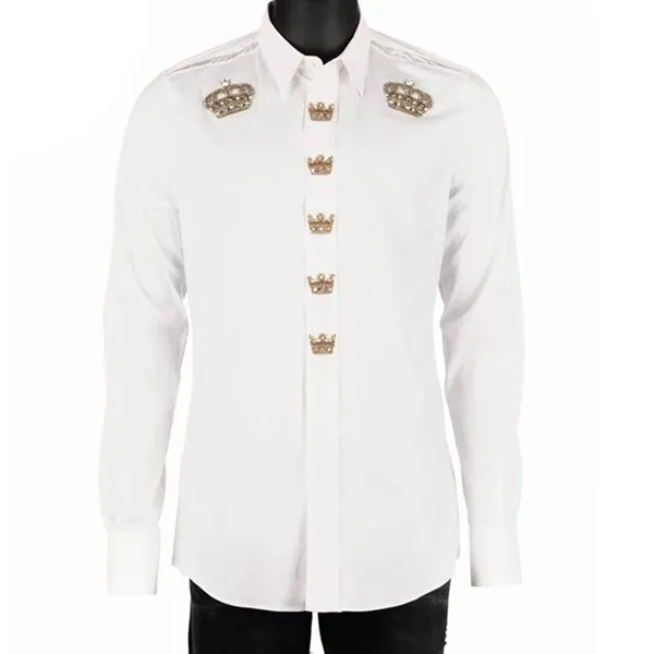 Áo Sơ Mi Nam Dolce & Gabbana D&G Vương Miện Gold (Sicilia) Màu Trắng Size 40