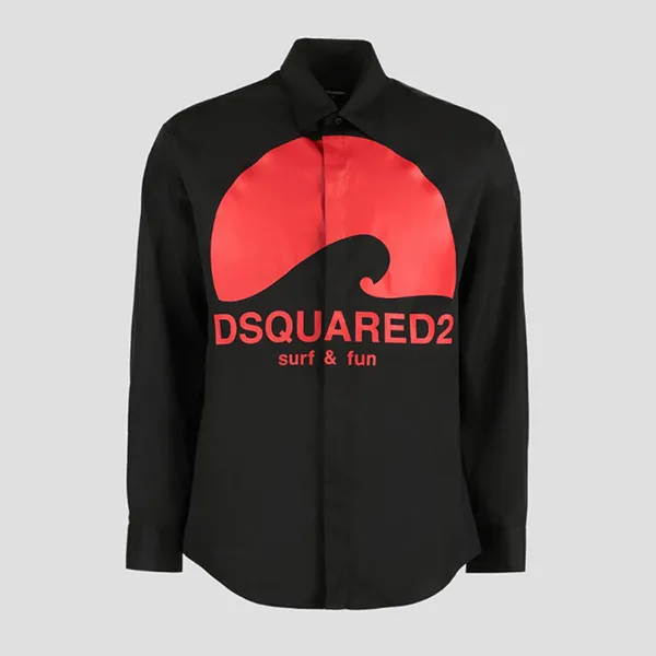 Áo Sơ Mi Nam Dsquared2 Black Front Logo Print Long Sleeve S74DM0686 S36275 900 Màu Đen Size 44 - Thời trang - Vua Hàng Hiệu