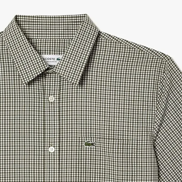 Áo Sơ Mi Nam Lacoste Men's Checkered Regular Fit Shirt Màu Đen Size 38
