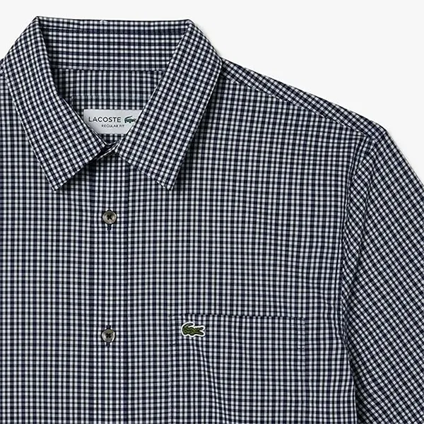 Áo Sơ Mi Nam Lacoste Men's Checkered Regular Fit Shirt Màu Xanh Navy Size 38