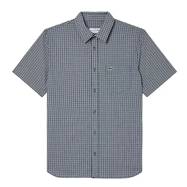 Áo Sơ Mi Nam Lacoste Men's Checkered Regular Fit Shirt Màu Xanh Navy Size 38