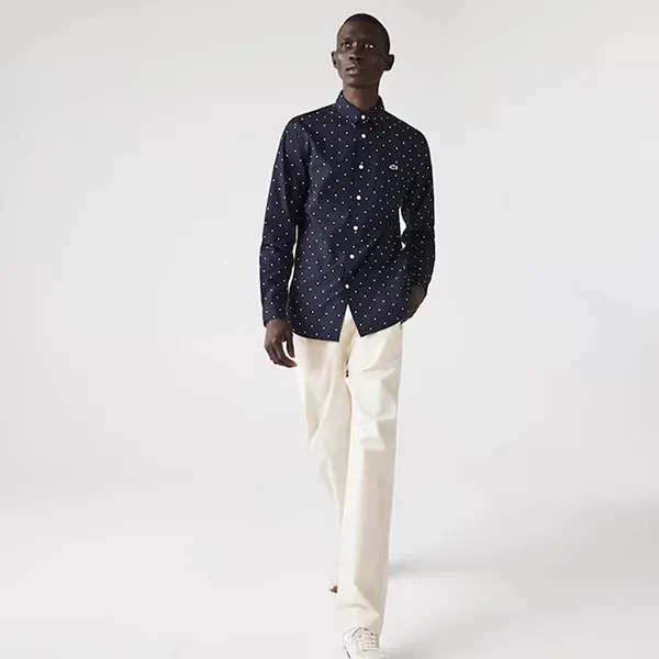 Áo Sơ Mi Nam Lacoste Men’s Slim Fit Polka Dotted Cotton Poplin Shirt CH0949-525 Màu Xanh Navy Size 41 - Thời trang - Vua Hàng Hiệu