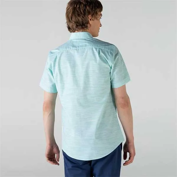 Áo Sơ Mi Nam Lacoste Men's Slim Fit Short Sleeve Patterned Light Green Shirt Màu Xanh Size 39