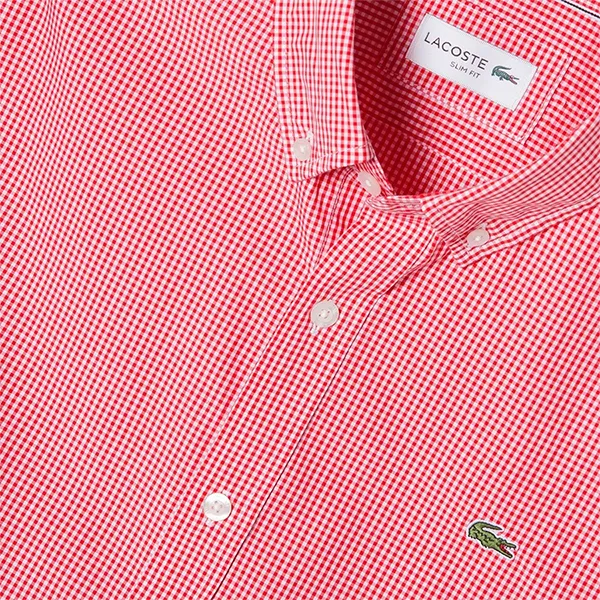 Áo Sơ Mi Nam Lacoste Poplin Nano Gingham Check Shirt CH2762 19A 9L0 Màu Đỏ Size 42 - Thời trang - Vua Hàng Hiệu