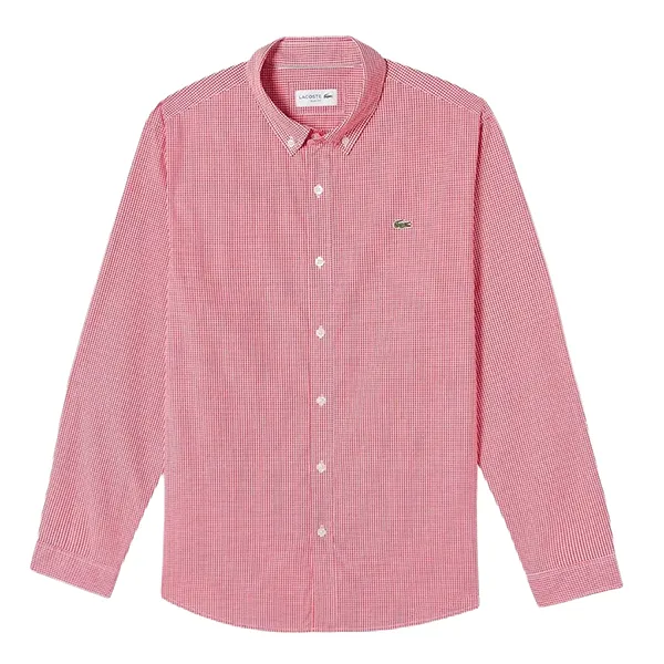 Áo Sơ Mi Nam Lacoste Poplin Nano Gingham Check Shirt CH2762 19A 9L0 Màu Đỏ Size 42 - Thời trang - Vua Hàng Hiệu