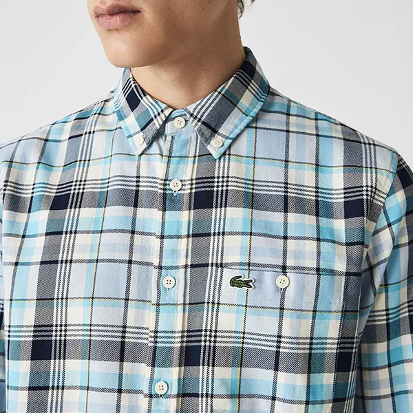 Áo Sơ Mi Nam Lacoste Regular Fit Checkered Madras Cotton Shirt CH7655 QJJ Kẻ Màu Xanh/Xám Size 41 - Thời trang - Vua Hàng Hiệu