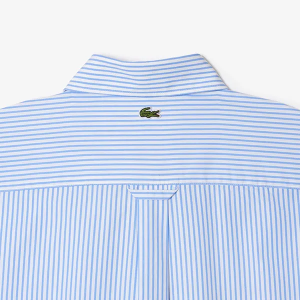 Áo Sơ Mi Nam Lacoste Striped Shirt With Printed Logo CH3551 F6Z Màu Xanh Nhạt Size XS