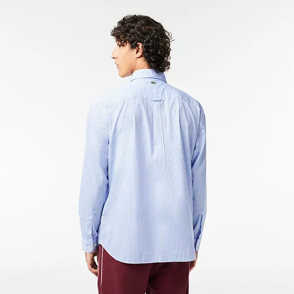 Áo Sơ Mi Nam Lacoste Striped Shirt With Printed Logo CH3551 F6Z Màu Xanh Nhạt Size XS