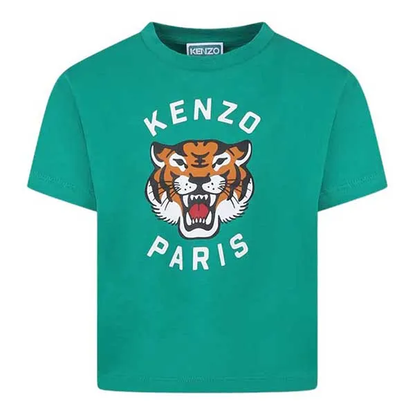 Áo Thun Kenzo With Logo T-shirt K61137 674 Màu Xanh Lục Size 14Y