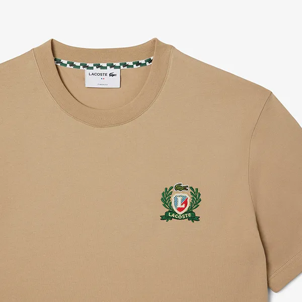 Áo Thun Nam Lacoste Men's Embroidered Badge TH0027 02S Tshirt Màu Be Size 3 - Thời trang - Vua Hàng Hiệu